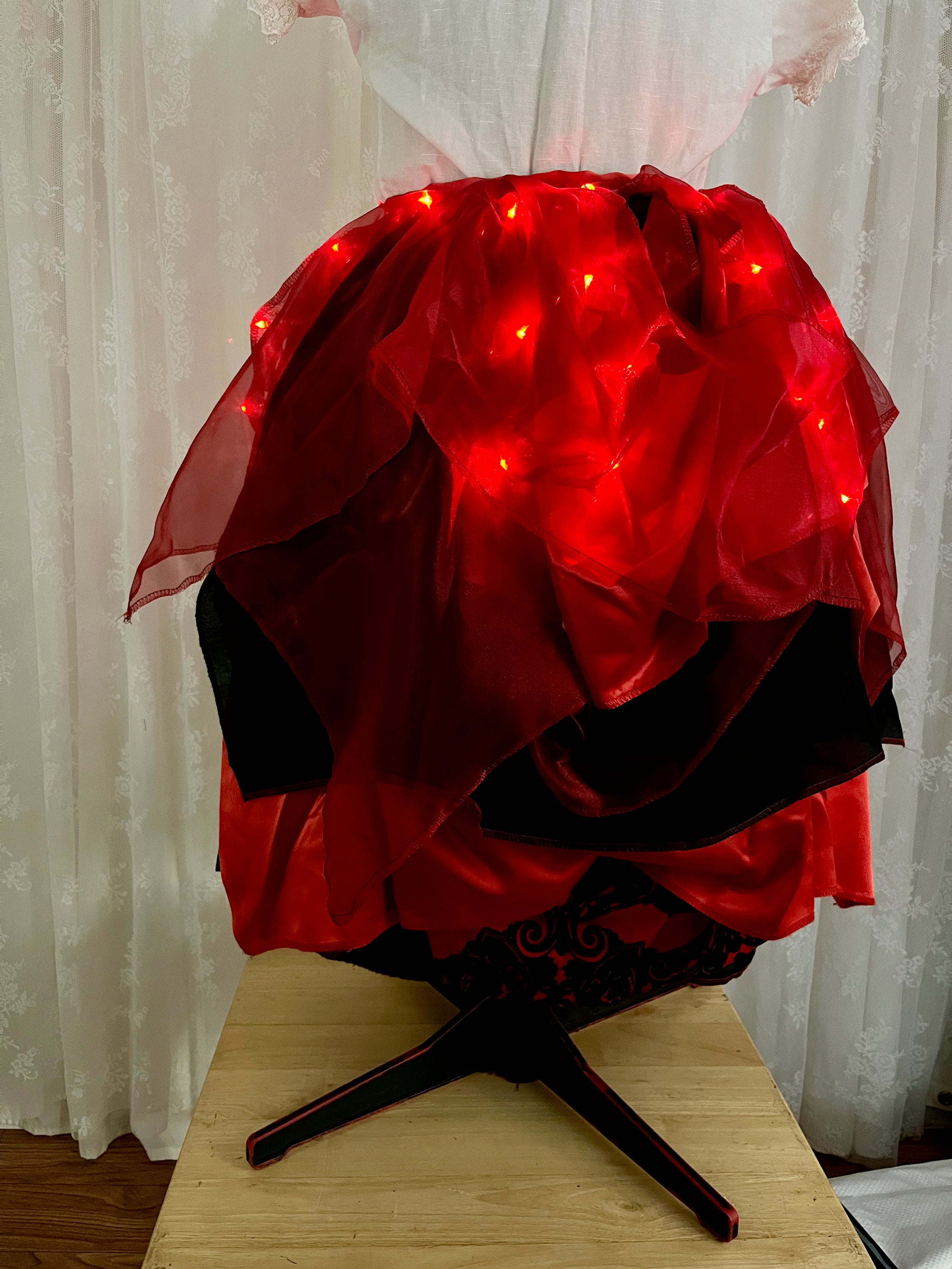 Black satin bustle online skirt